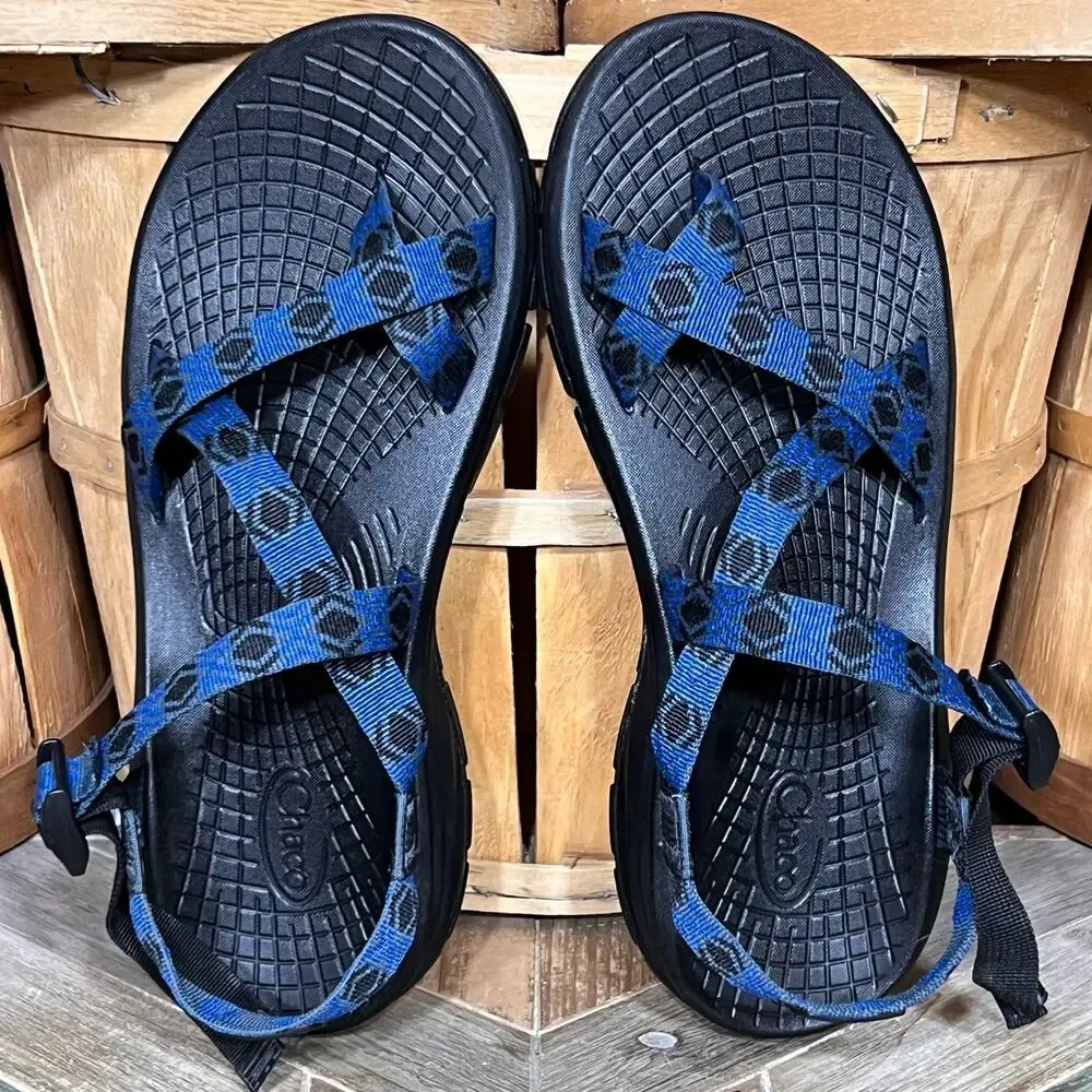 Chaco Z/2 EcoTread Blue Black Tribal Abstract Rafting Hiking Sandals Men Size 13